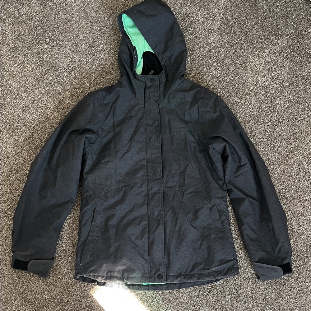 Aperture Grey and Green lined Hooded Snow Coat